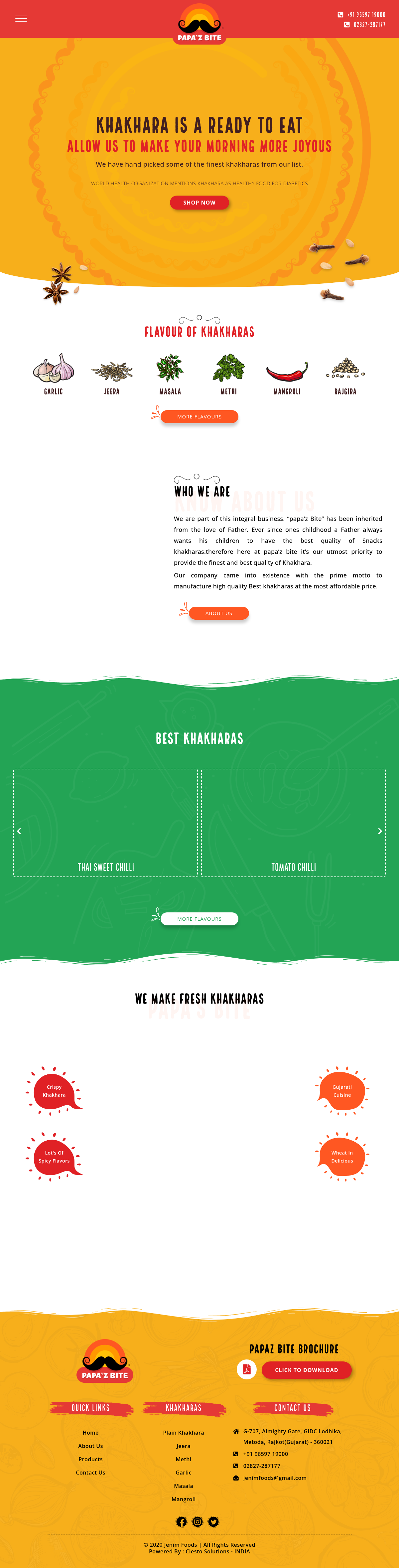 Jenim Foods website built by Market Rounds